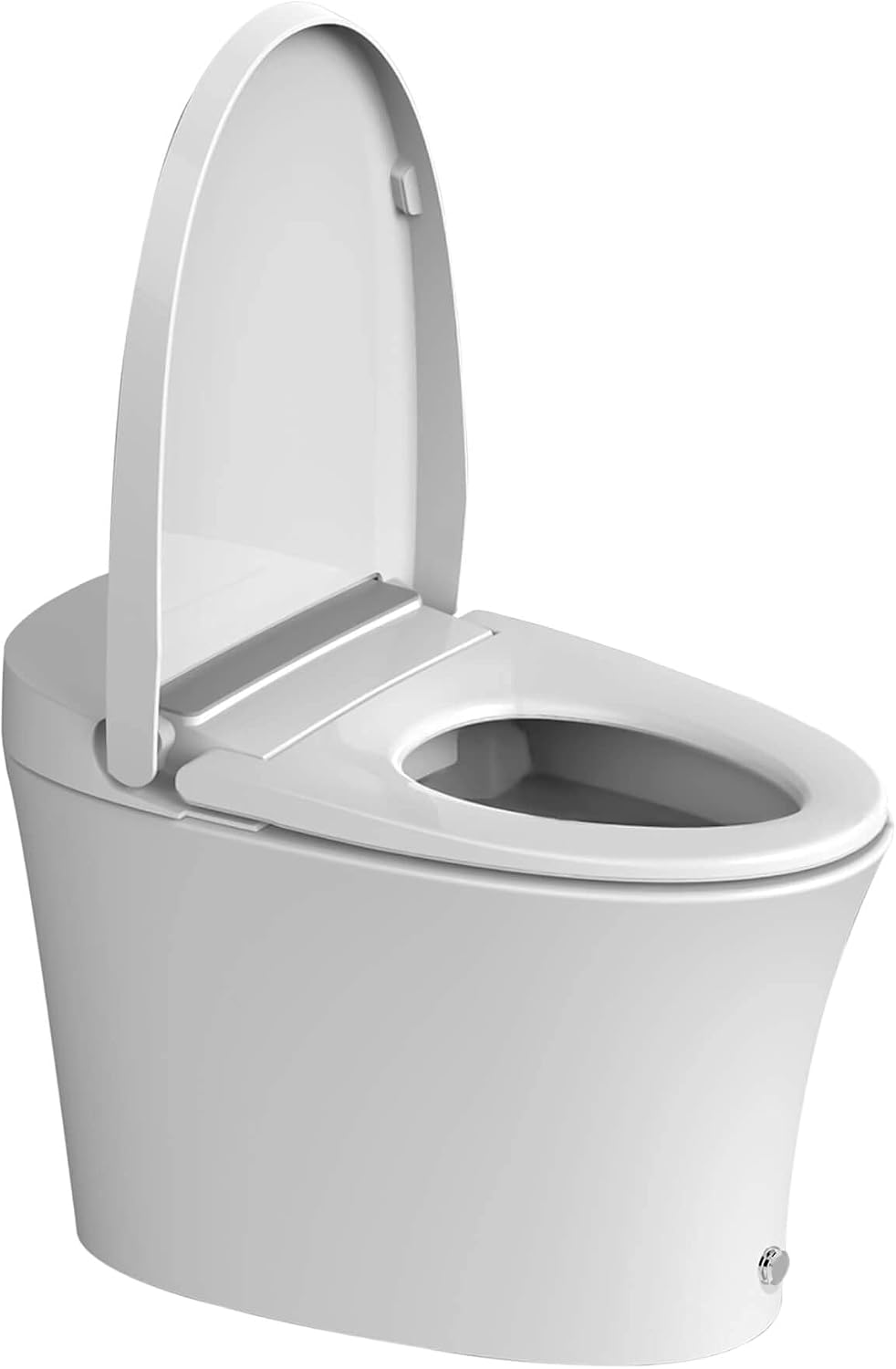 Elongated Smart Bidet Toilet Seat with Dual Flushing - One Piece Auto Flushing Toilet Seat Air Dryer - Tankless & Touchless Toilet Bidet with 6 Levels of Seat and Wind Temperature