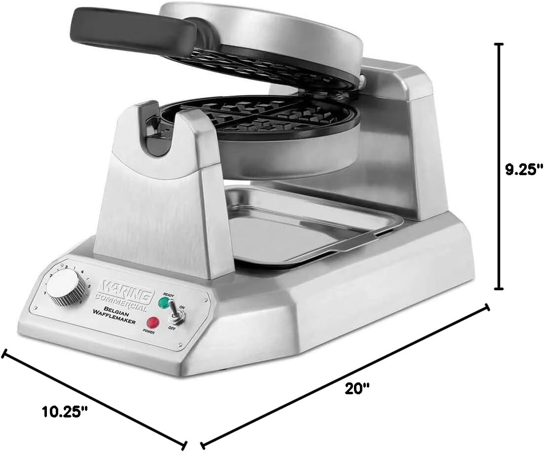 Waring Commercial Belgian Waffle Maker, 25 Waffles per Hour, Rotary Feature for Even Baking, Triple-Coated Nonstick Plates, NSF Certified, WW180X