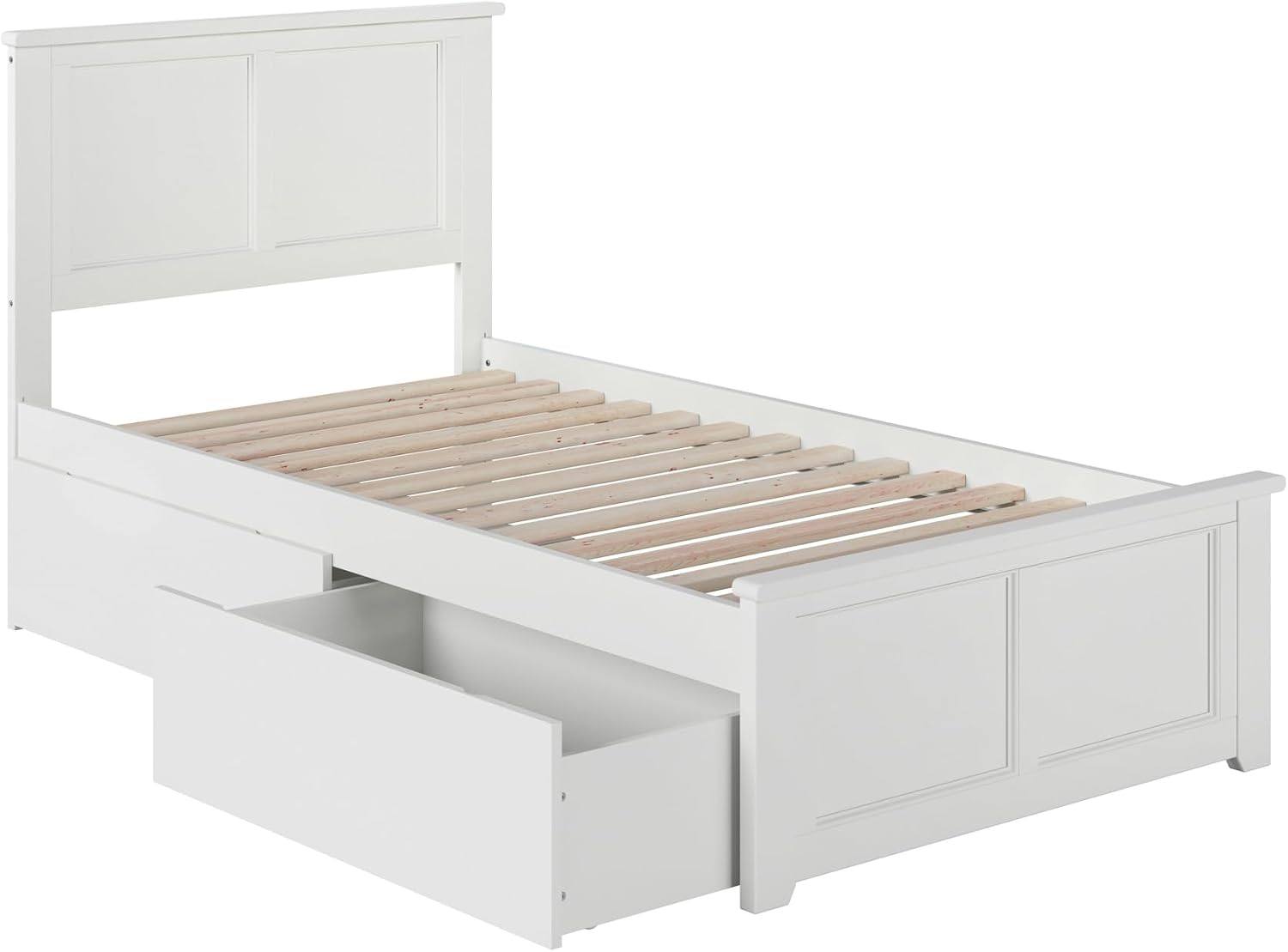 AFI, Madison Twin Platform Bed with Matching Footboard & Storage Drawers, White