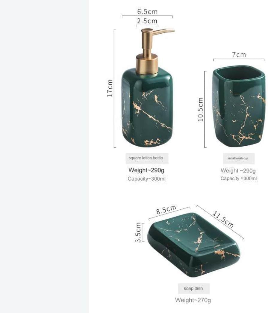 3 Pieces Marble Square Bathroom Accessories Set Include Soap Dispenser Rinse Cup - for Kitchen Home Popular Black One Size ((Black Size)