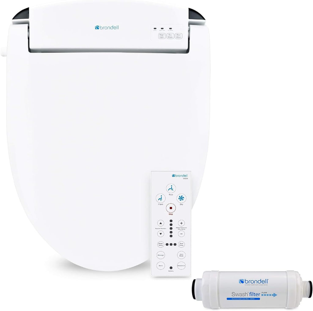 Brondell Swash SE600 Bidet Toilet Seat for Round Toilets and Brondell SWF44 Swash Bidet Filter Bundle