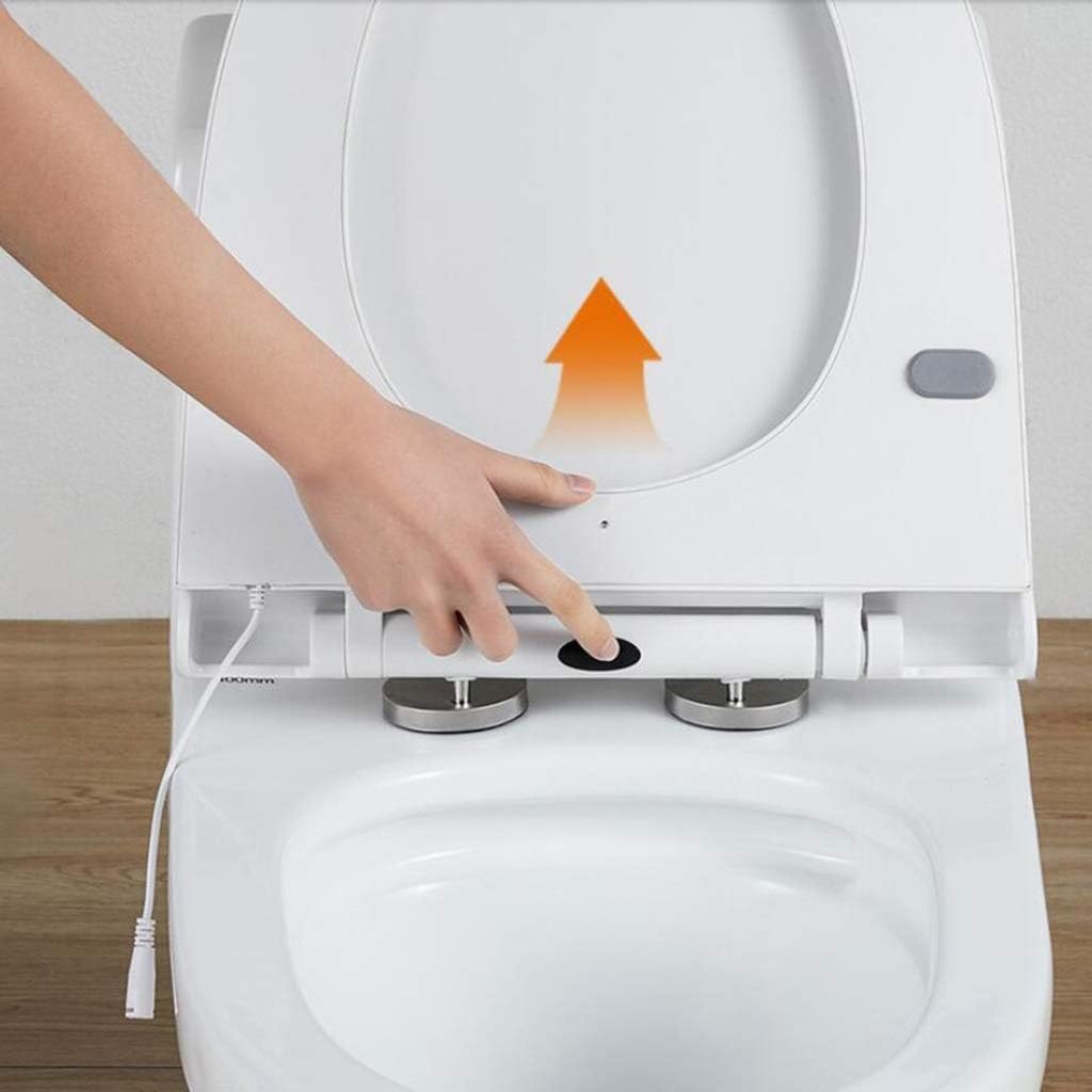 Toilet lid-Slim Zero-Non Electric Bidet Seat for Elongated, Nozzle, Nightlight, White
