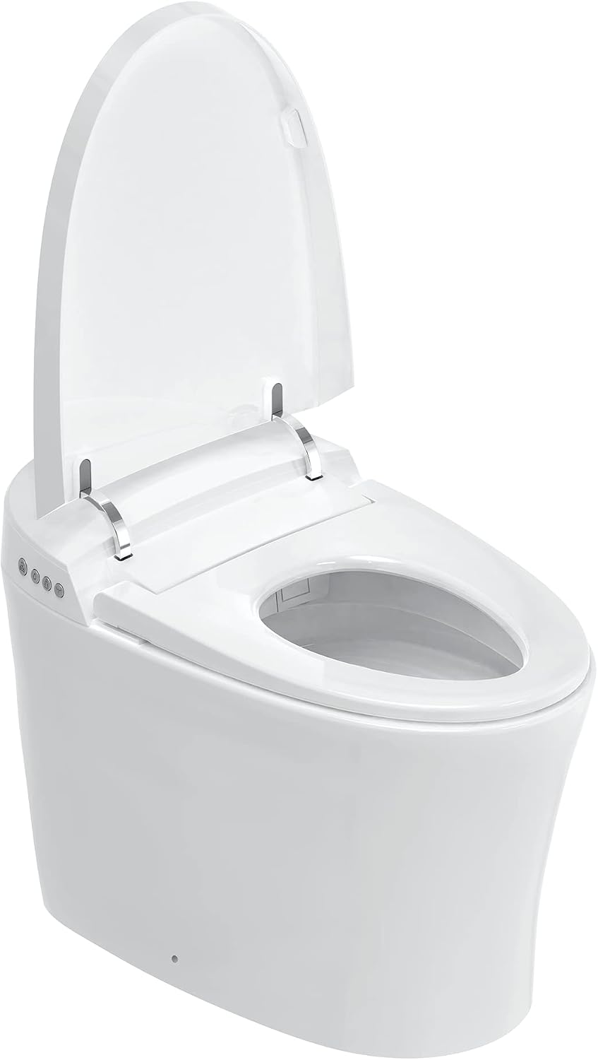 Elongated Smart Bidet Toilet Seat with Dual Flushing - One Piece Heated Toilet Seat Air Dryer - Tankless Toilet Bidet with 6 Levels of Seat and Wind Temperature