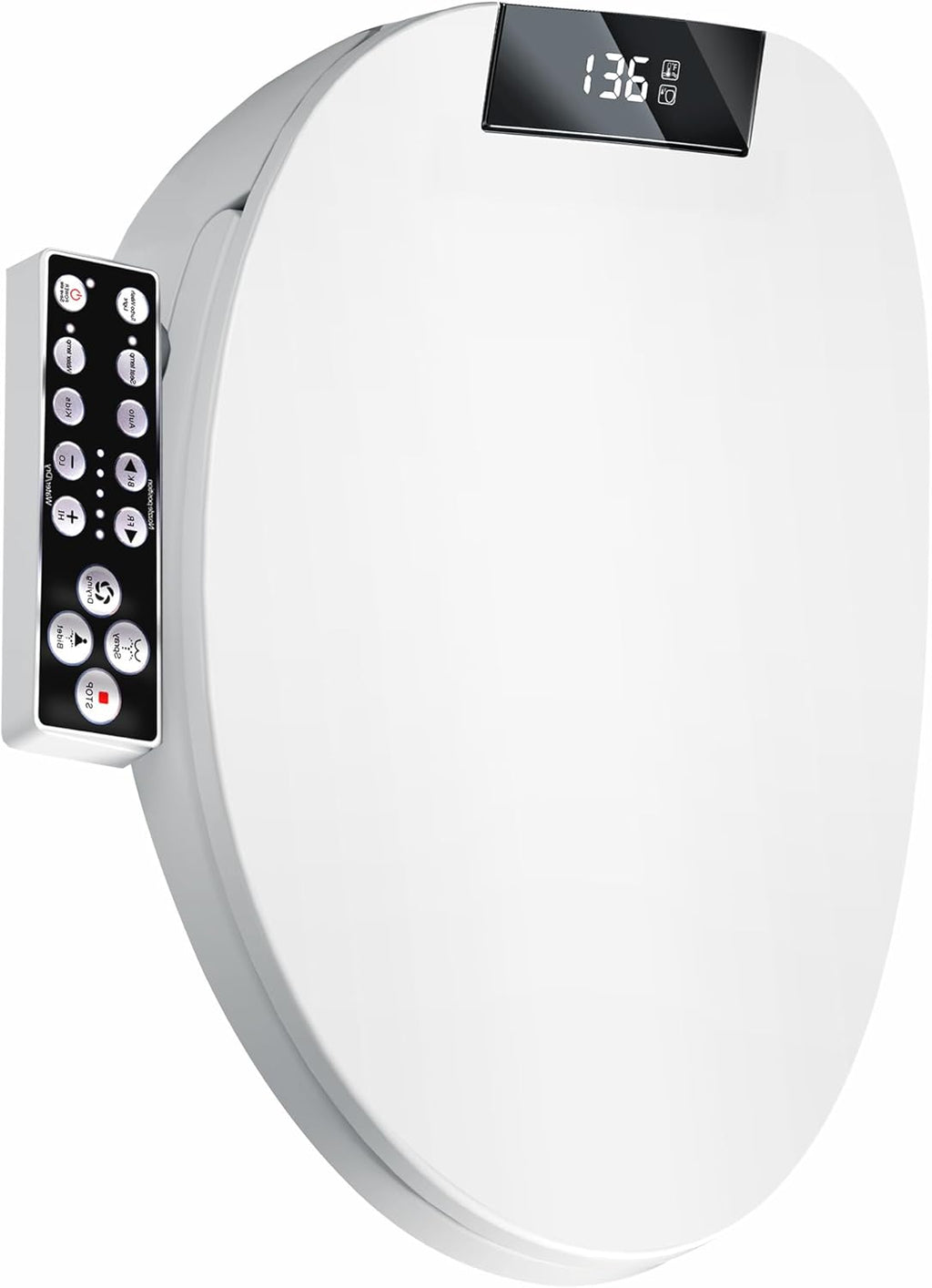 XCQQ Electric Heated Bidet Toilet Seat, Warm Water Oscillating Wash, Heated Toilet Seat, Air Dryer, Soft Close Lid, Night Light, Self Cleaning Nozzle, LED Display Requires Outlet - Elongated