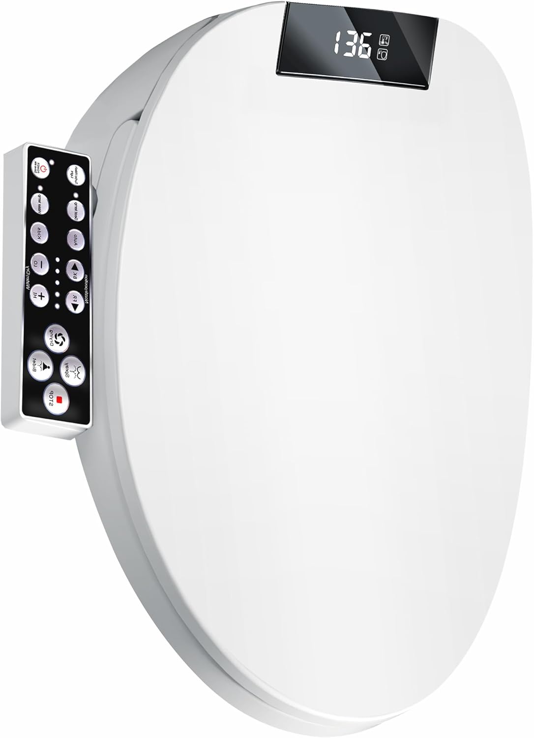 XCQQ Electric Heated Bidet Toilet Seat, Warm Water Oscillating Wash, Heated Toilet Seat, Air Dryer, Soft Close Lid, Night Light, Self Cleaning Nozzle, LED Display Requires Outlet - Elongated