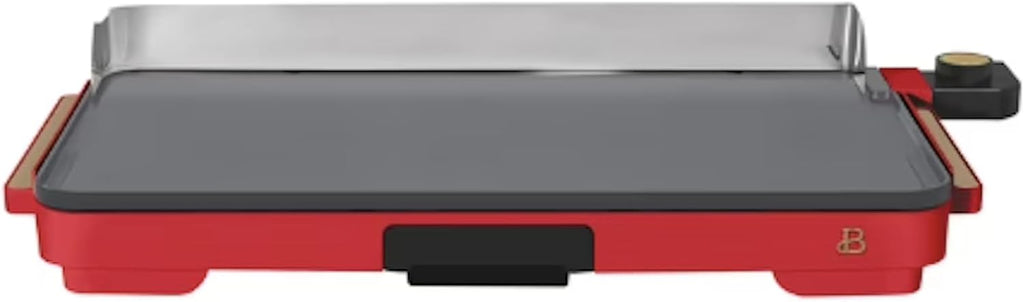 XL Electric Griddle, 12' x 22' Nonstick Griddle, Adjustable Temperature Control, Large Family Size Indoor Countertop Grill, Removable Drip Tray (Red)