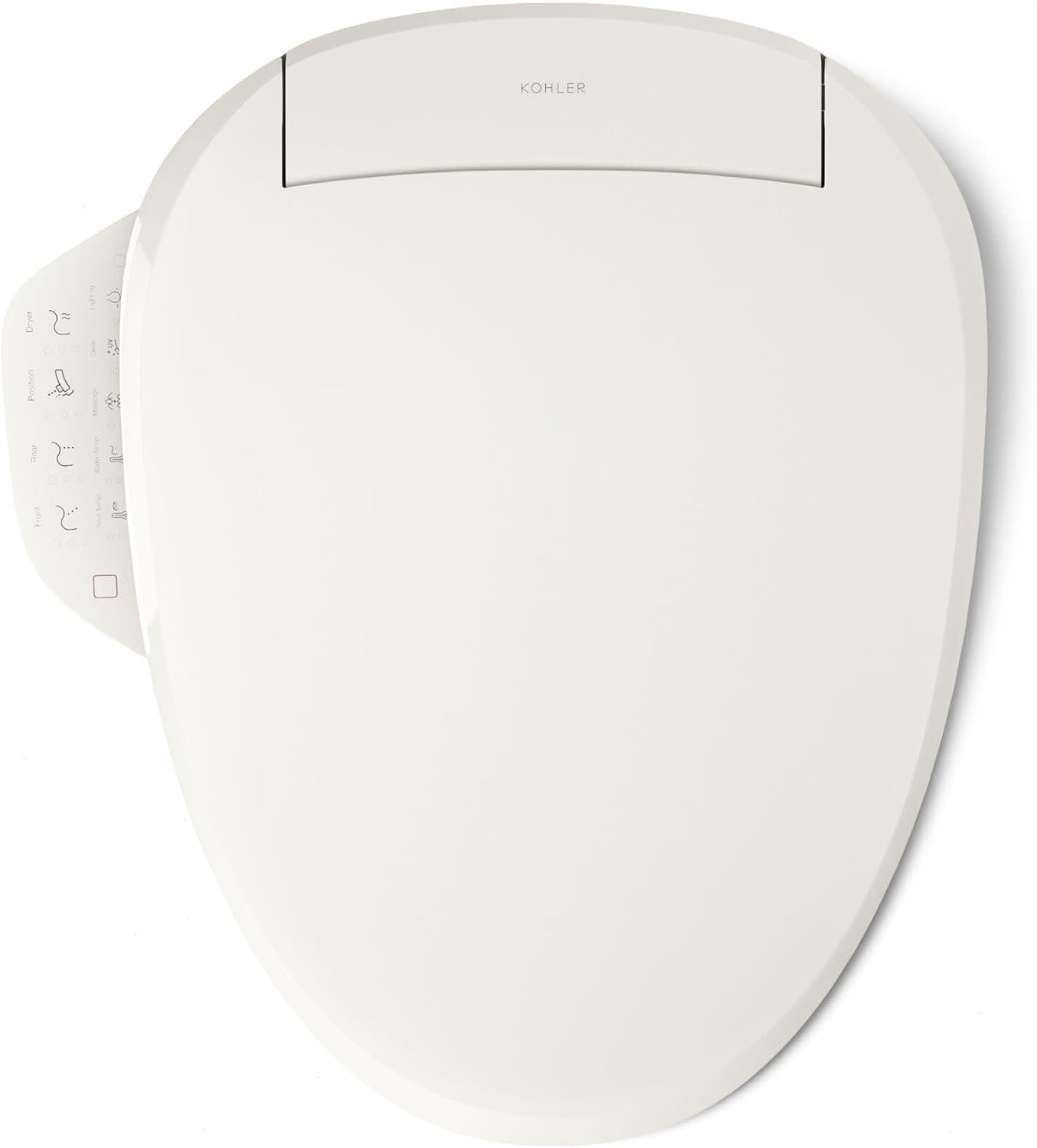 Kohler PureWash E725 Heated Bidet Toilet Seat Elongated, Biscuit with Remote, Warm Water, Dryer, Quiet-Close Lid, Self-Cleaning Wand, Adjustable Water Pressure, Nightlight
