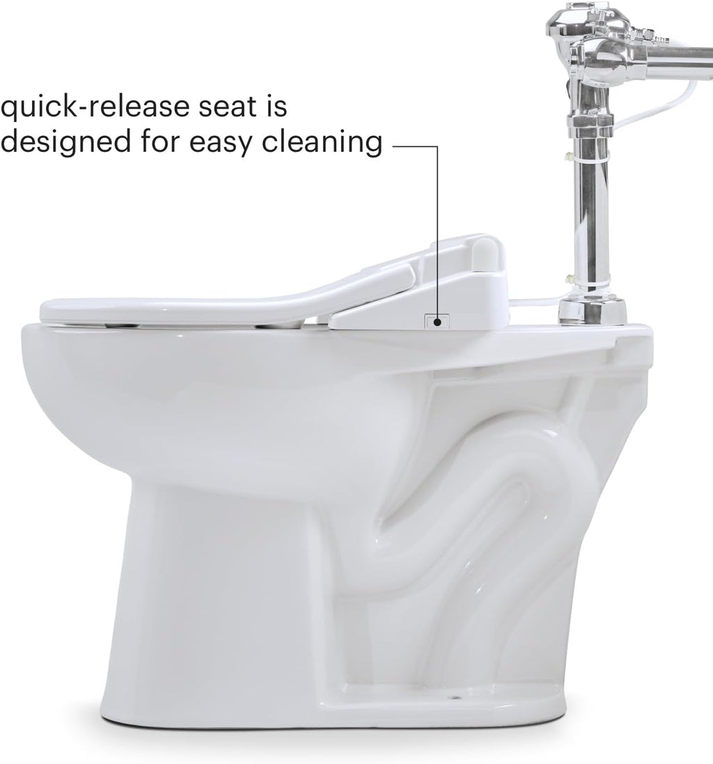 Brondell Commercial Bidet Toilet Seat, Swash Thinline T22, Open Front Cover, Side Arm Control, Heated Seat, Warm Water Wash, Warm Air Dryer, Self-Cleaning Stainless Steel Nozzle, Slim Design, White