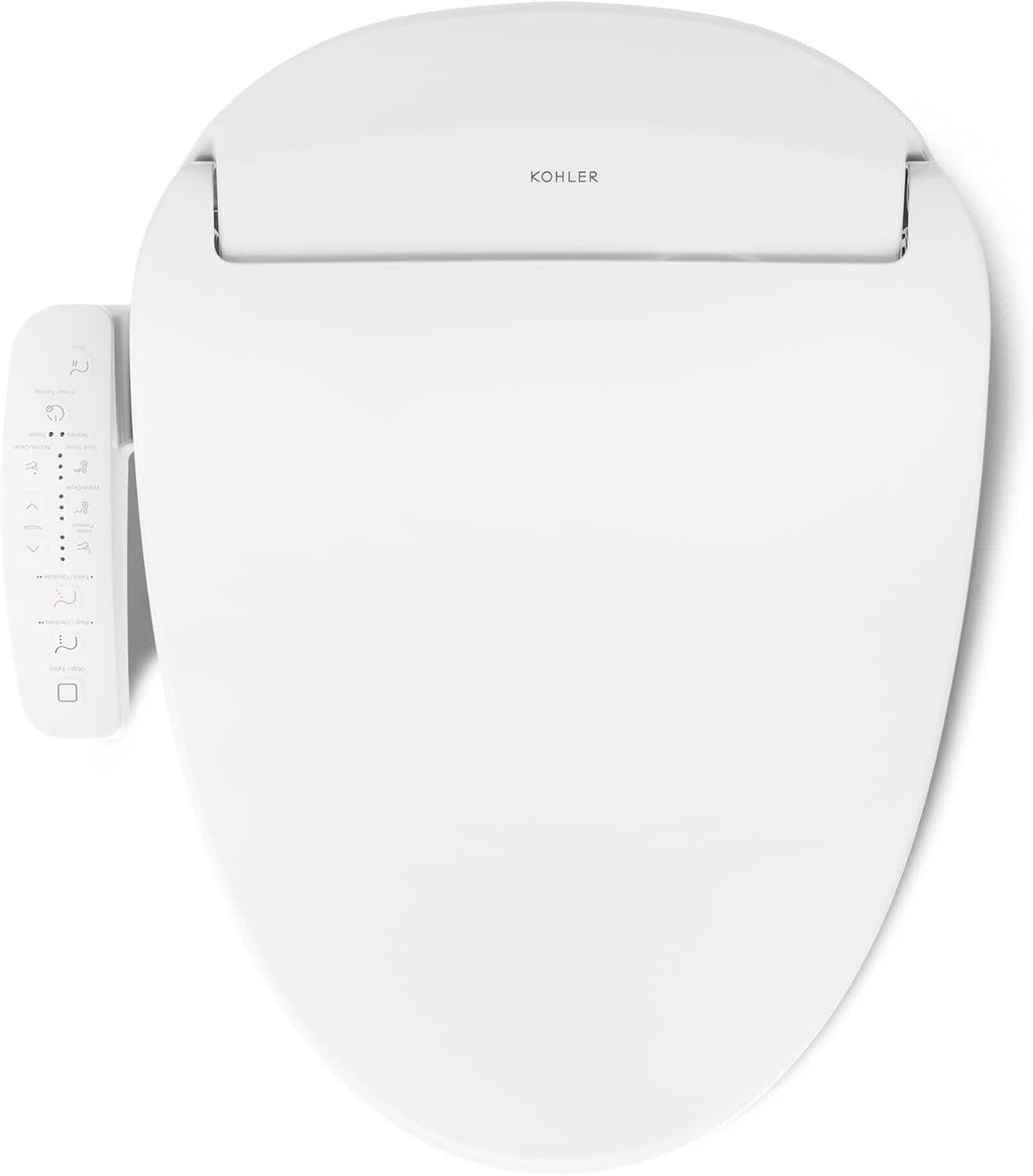 Kohler PureWash E580 Elongated Bidet Toilet Seat, White, Quiet-Close Lid Prevents Slamming, Self-Cleaning Wand, Adjustable Water Pressure with Multiple Cleansing Options