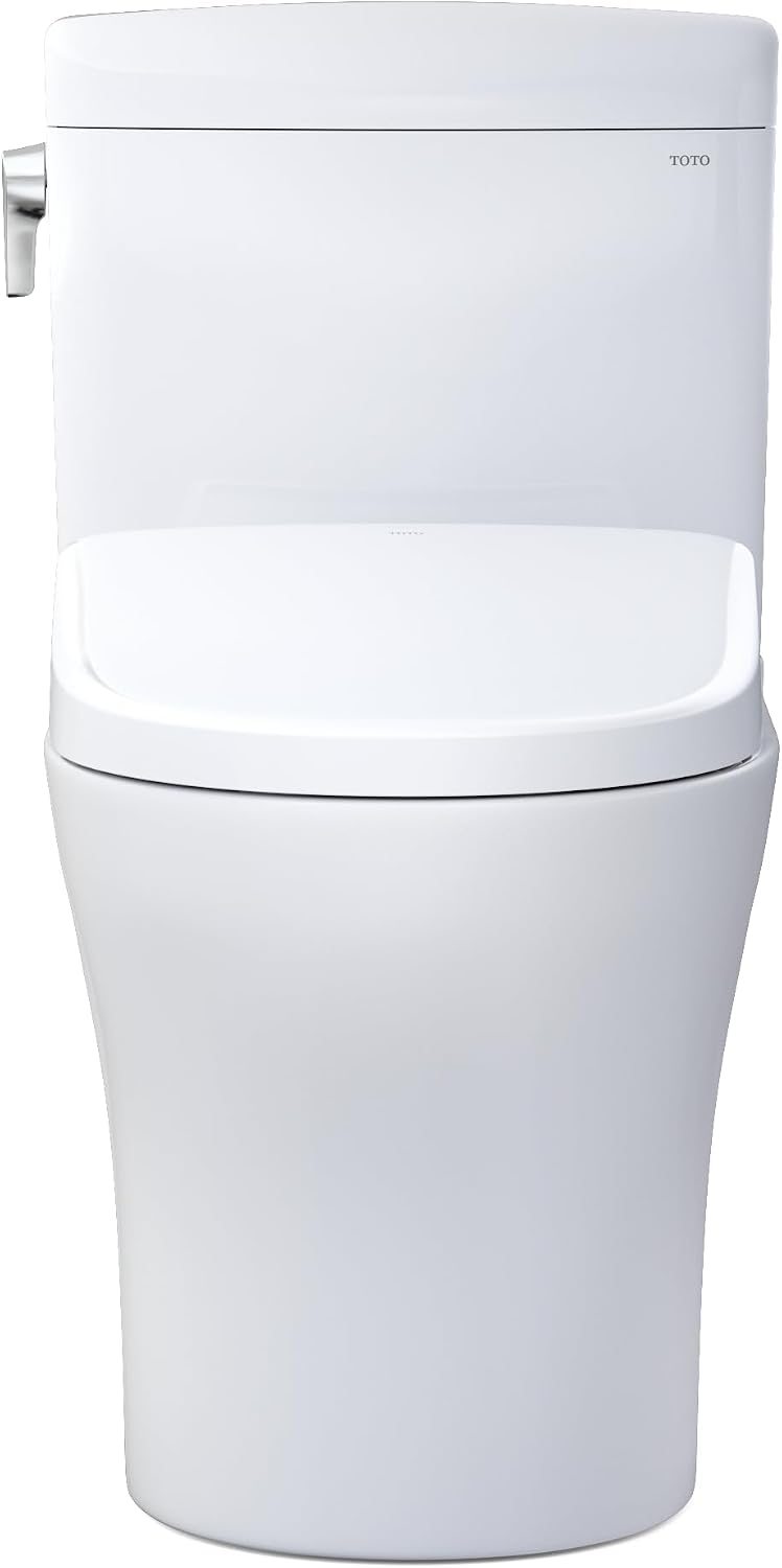 TOTO® WASHLET®+ Aquia IV® Cube Two-Piece Elongated Dual Flush 1.28 and 0.9 GPF Toilet with S7 Contemporary Bidet Seat, Cotton White - MW4364726CEMFGN#01