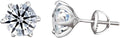 0.3/0.5/1carst Round Lab Diamond Stud Earrings for Women | 925 Sterling Silver Studs | Hypoallergenic Fine Jewelry | 6-Prong Basket, Push Back Nut | VVSI/VSI Clarity, D/EF Color, Round Cut