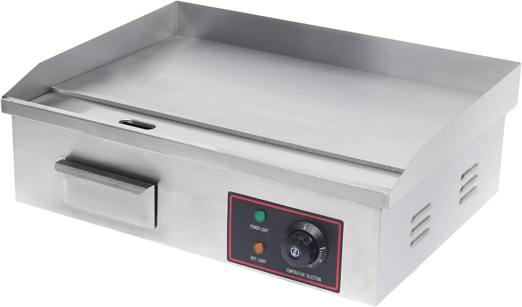 110V 1600W Commercial Electric Griddle, 21' Countertop Flat Top Grill 122-572℉Adjustable Tem, Stainless Steel Restaurant Grill for Home or Restaurant Kitchen