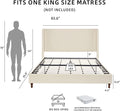 King Size Bed Frame With Headboard,54'High Headboard Boucle Upholstered Platform Bed,bedroom Furniture Sets No Springs Required,Metal Bed Frame With Wooden Slats for Strong Support,No Noise Free,Ivory