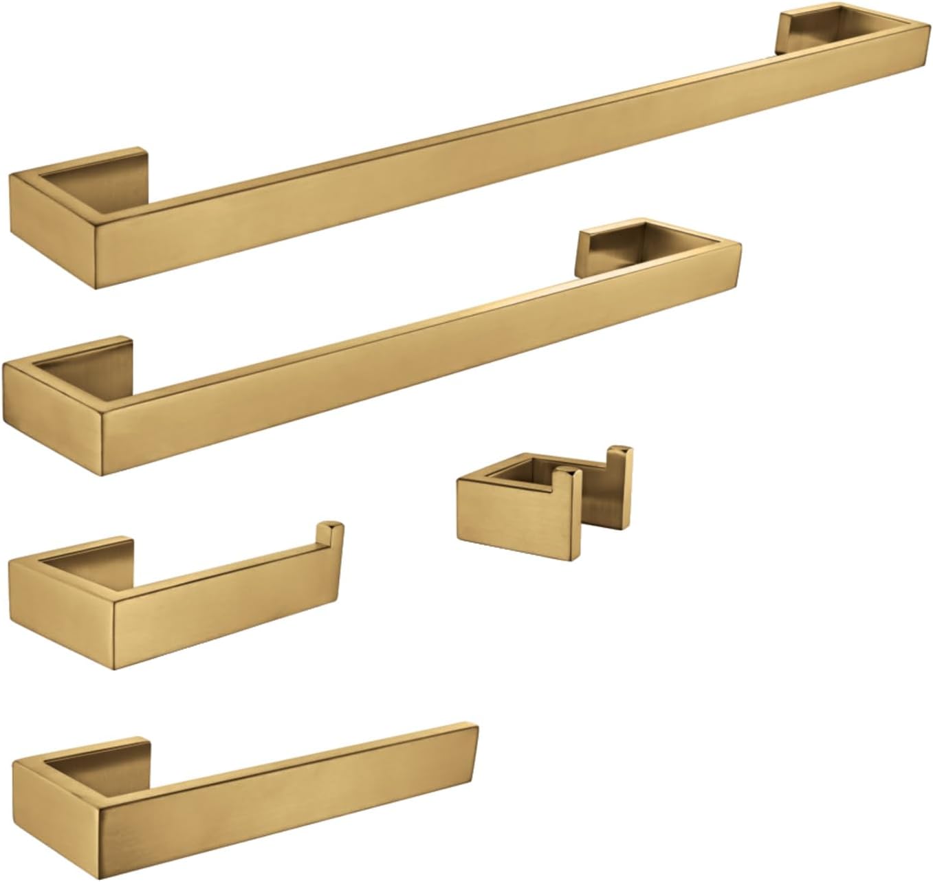 Kingston Brass BAHK6412478BB Lasdun 5-Piece 18-Inch and 24-Inch Towel Bars Bathroom Accessory Set in Brushed Brass