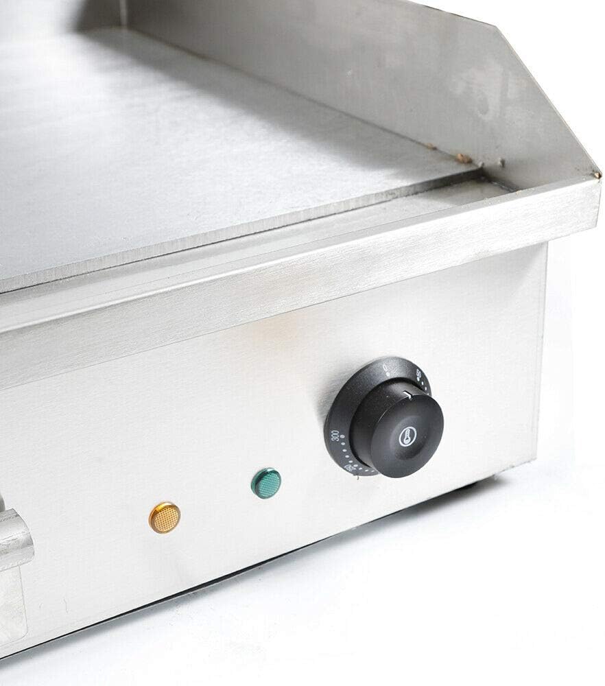 Commercial Electric Griddle, 3000W Countertop Flat Top Grill Dual Control Heavy Duty Stainless Steel Teppanyaki Griddle with Adjustable Temp Control 122°F-572°F 28.6'x15.7'(NO PLUG)