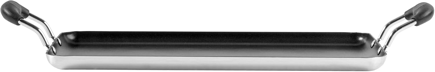 Met Lux 16.5 x 10.5 Inch Double Burner Griddles, 10 No-Stick Flat Top Grills - Cool Touch Handles, Compatible With Gas And Electric, Aluminum Griddle Pans, Even-Heating, For Eggs - Restaurantware