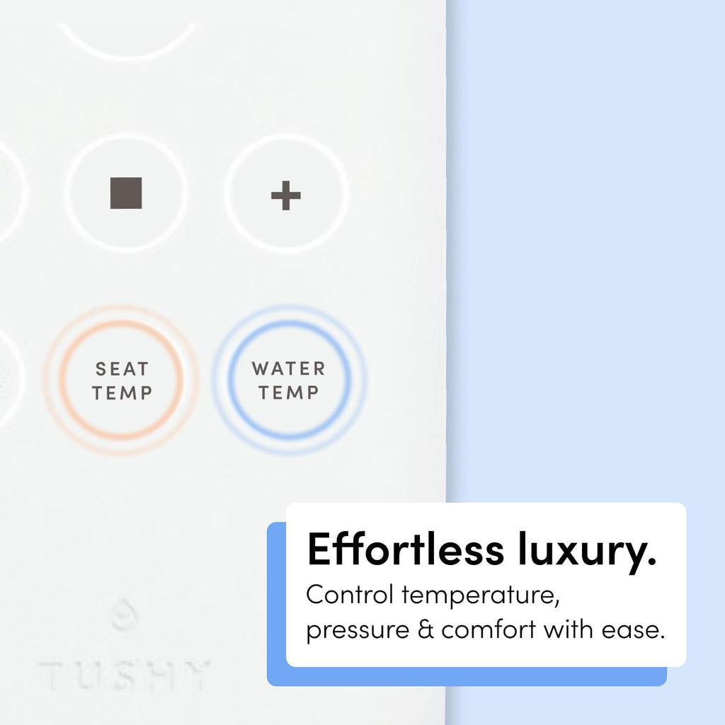 TUSHY Ace 2.0 Round Electric Bidet & Heated Seat. Luxury Clean. Seat Sensor & Soft Close Lid. Self-Cleaning Nozzle, Remote Control Water Temp, Pressure Control, and Air Drier