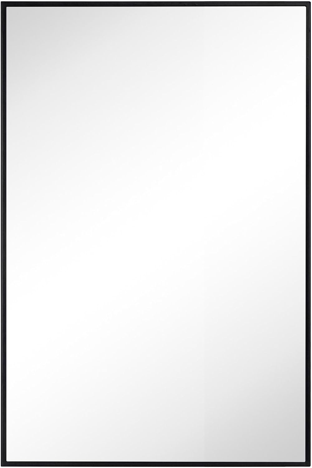 TEHOME 20'' x 30'' Black Recessed and Surface Mount Bathroom Medicine Cabinet with Mirror Matt Black Square Cornered Metal Framed Rounded Rectangle Medicine Cabinet Mirror