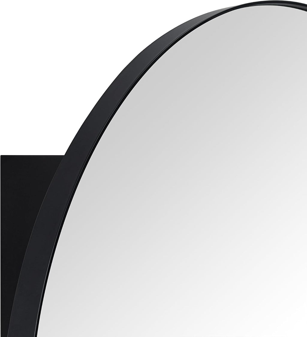 Surface Mount Black Round Circle Bathroom Medicine Cabinet with Mirror Circlular Shaped Stainless Steel Metal Framed Medicine Cabinets Bathroom Cabinet with Mirror 26'' Diameter