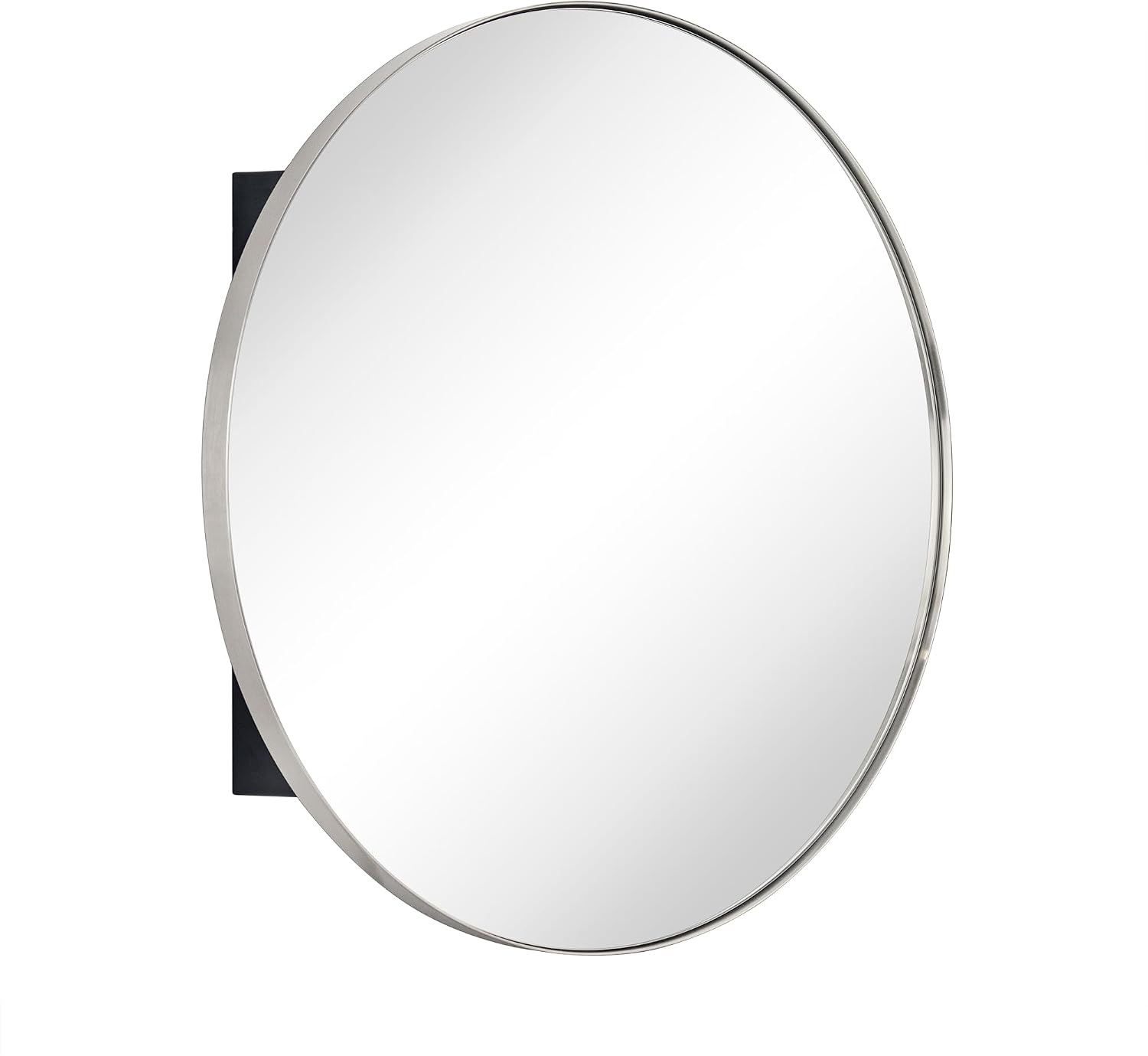Surface Mount Brushed Nickel Round CircleBathroom Medicine Cabinet with Mirror Circlular Shaped Stainless Steel Metal Framed Medicine Cabinets Bathroom Cabinet with Mirror 24'' Diameter