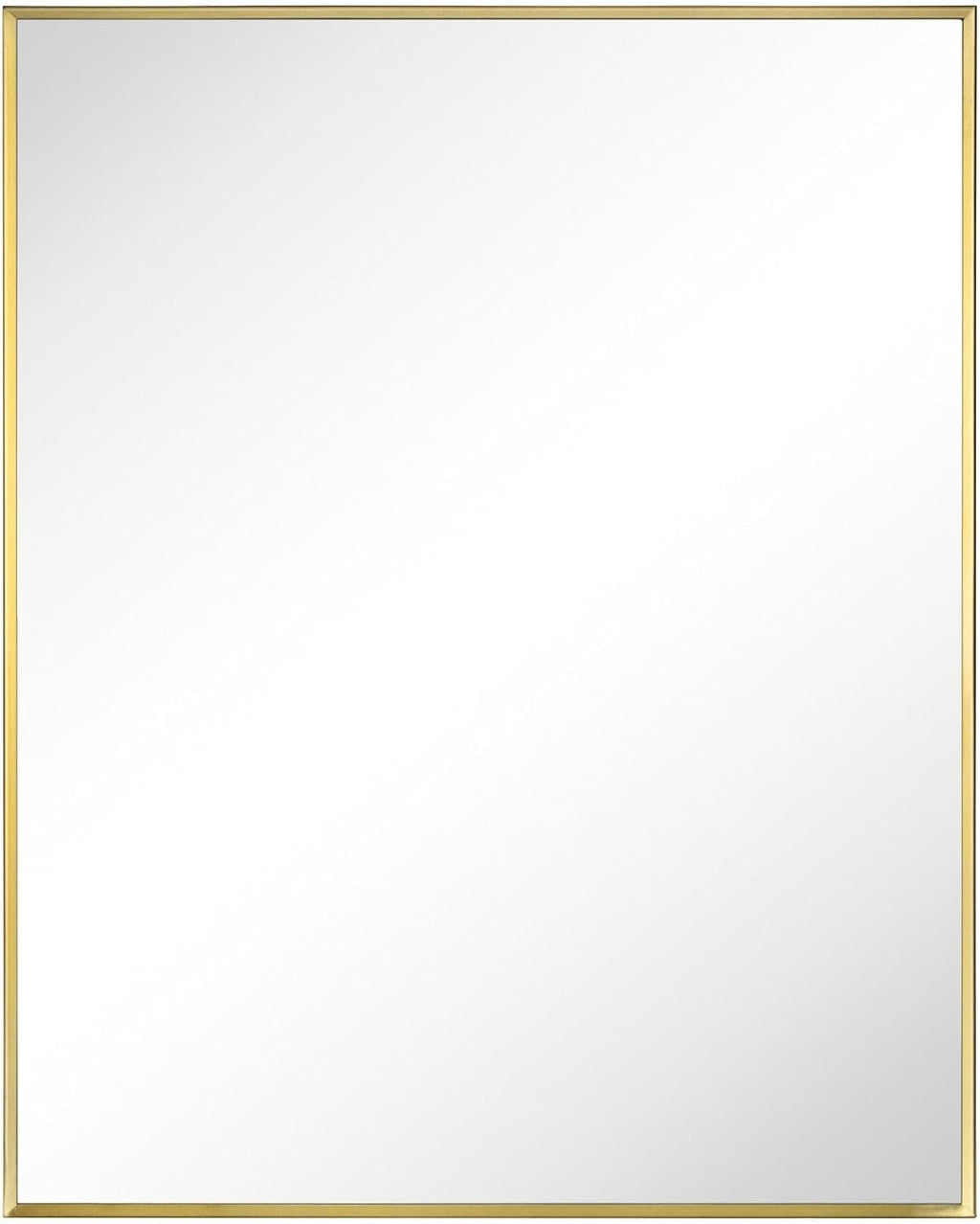 TEHOME 24'' x 30'' Brushed Gold Recessed and Surface Mount Bathroom Medicine Cabinet with Mirror Brushed Gold Square Cornered Metal Framed Rounded Rectangle Medicine Cabinet Mirror