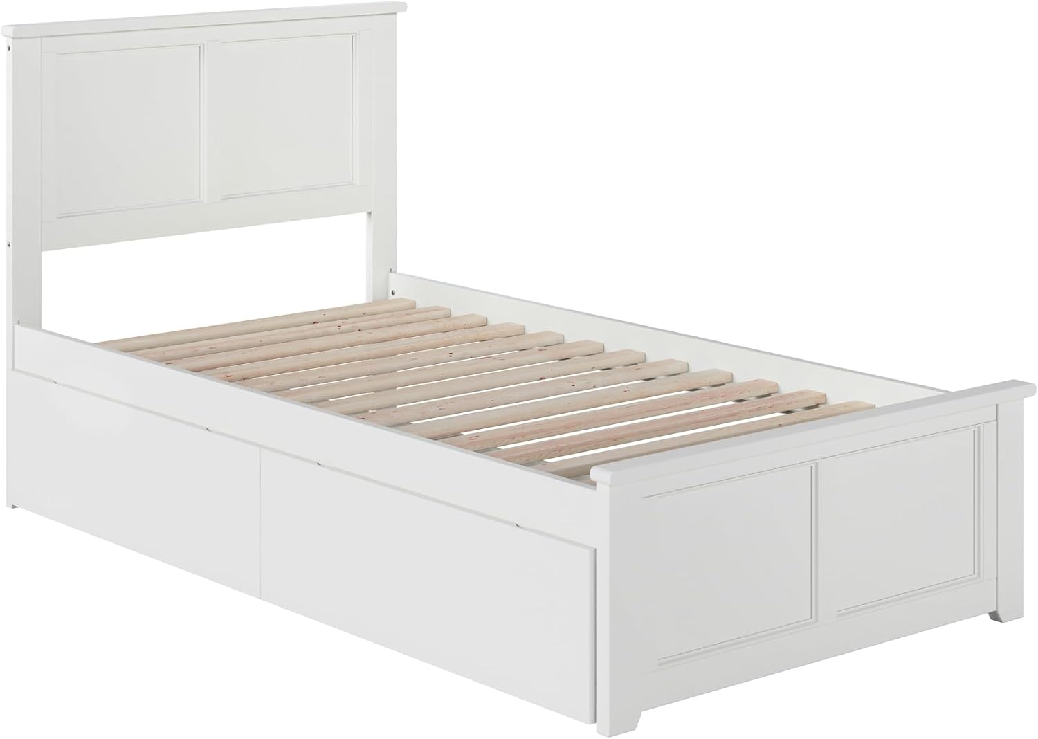 AFI, Madison Twin XL Platform Bed with Matching Footboard & Storage Drawers, White