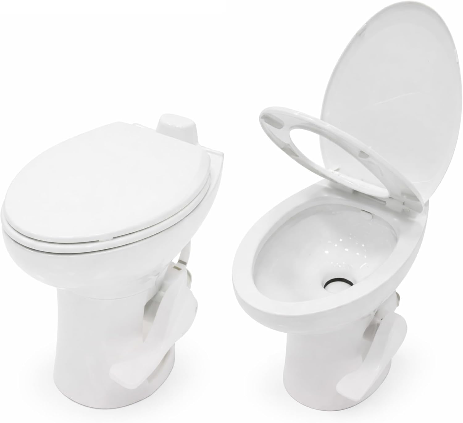 SEAFLO Porcelain RV Toilet with Elongated Bowl, 19' Residential Height, Gravity Flush, Foot Pedal Flush, Soft Close Seat, Easy Install, Camper Toilet, 4-Year Warranty, SFRTCH-02-01