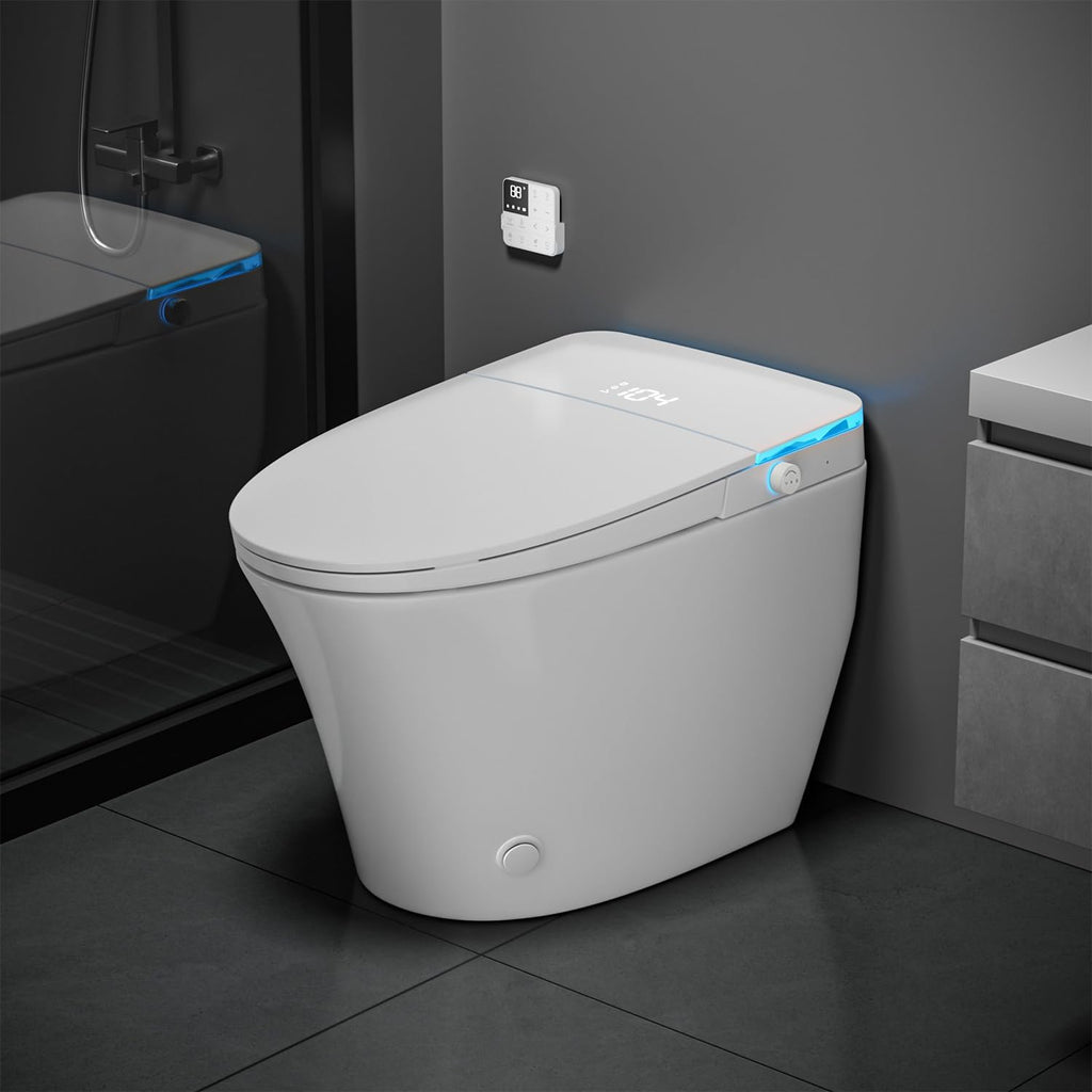 Luxsury Smart Toilet with Bidet Built-In, Bidet Toilet with Foam Shield, Deodorization, Elongated Heated Seat & Auto Flush, ADA Height, Instant Warm Water, Air Dryer, Night Light
