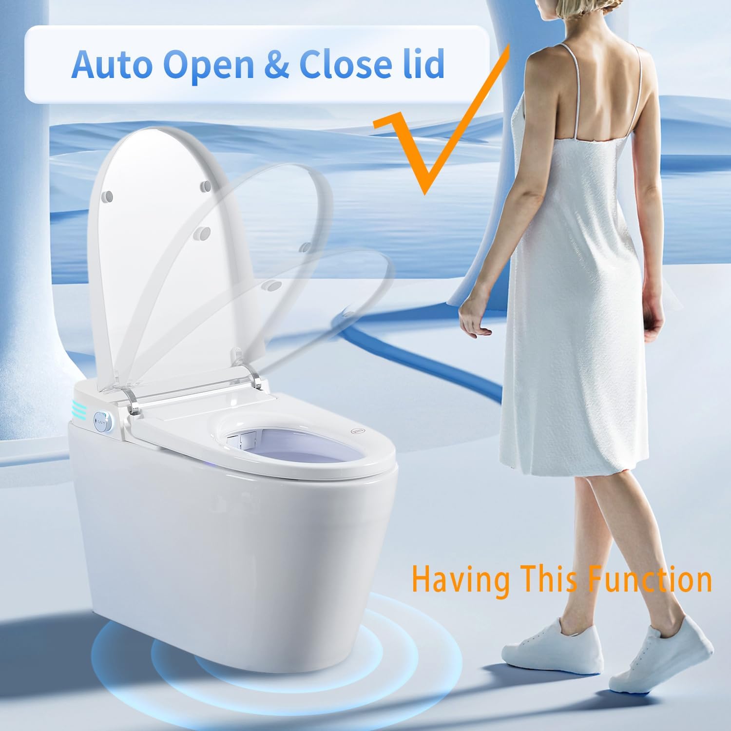 Tankless Smart Toilet with Bidet Built-In Pro Model Auto Open/Close Auto Flush Heated Seat Warm Water & Dryer Adjustable Temp Side Knob (S61G)