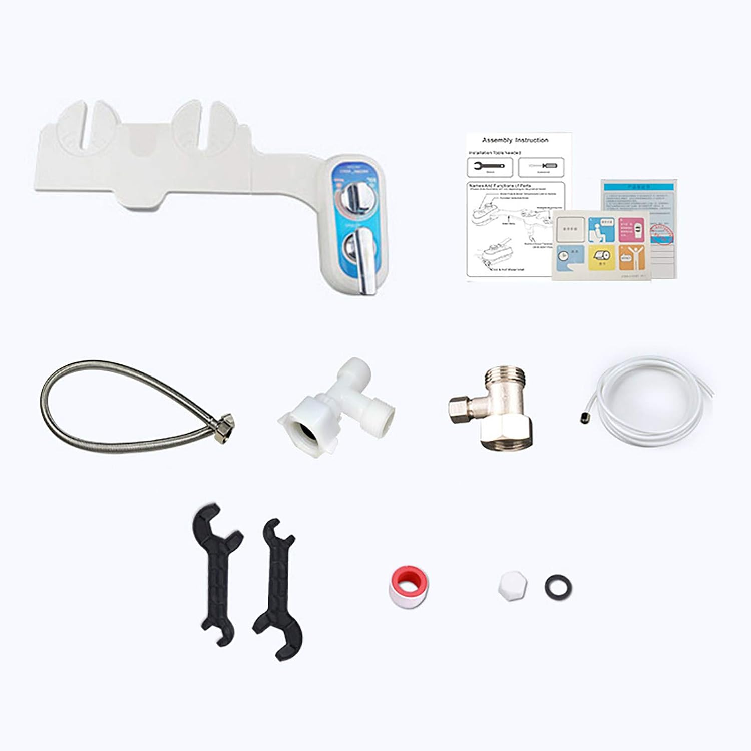 Bidet Toilet seat,Hot&Cold Fresh Water Spray Bidet Left Hand Toilet Seat Attachment with SelfCleaning Nozzles, Water Pressure Control Non Electric Bidet for A Luxurious, Hygienic Bathroom