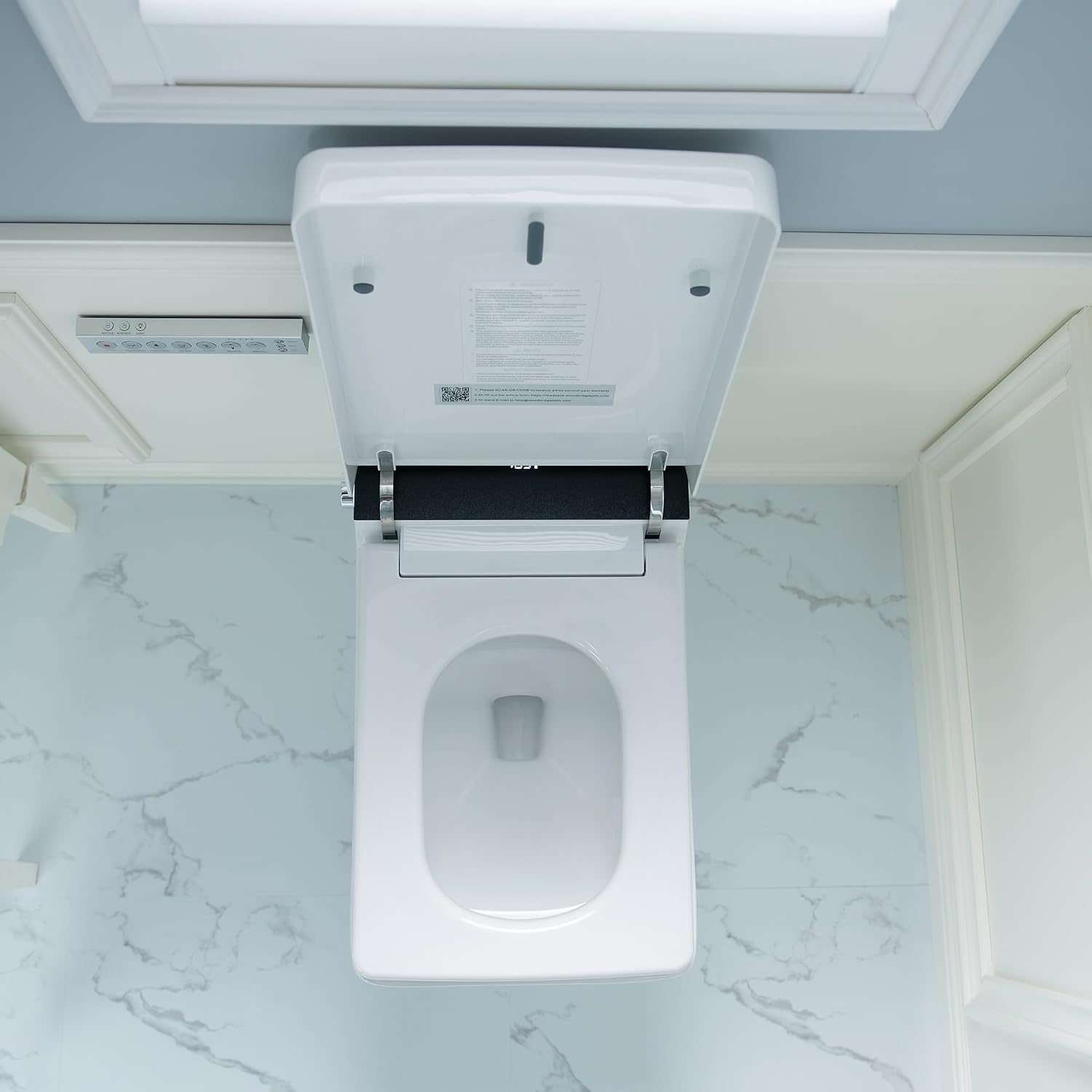 WOODBRIDGE One Piece Square Smart Toilet with with Tank,Auto Open & Close, Foot Sensor, Auto Flush, Multiple Spray Modes, Heated Seat, Warm Water and Air Dryer, Auto LED Nightlight, White