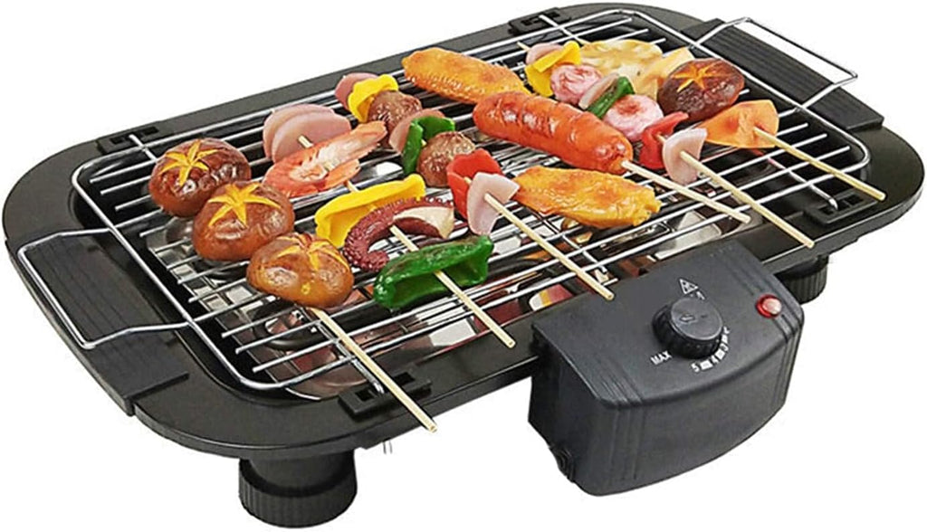 Smokeless Electric Tabletop Grill Griddle Non-Stick Teppanyaki Grill Pan Easy Clean Adjustable Temperature Indoor Portable BBQ Barbecue 2000W