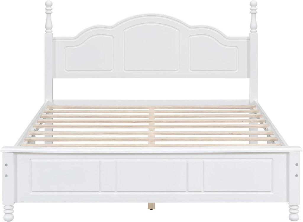Harper & Bright Designs 3 Pieces Queen Bedroom Sets, Wooden Queen Size Platform Bed Frame with 2 Nightstands, Retro Design Queen Bedroom Furniture Sets, Easy to Assemble,White