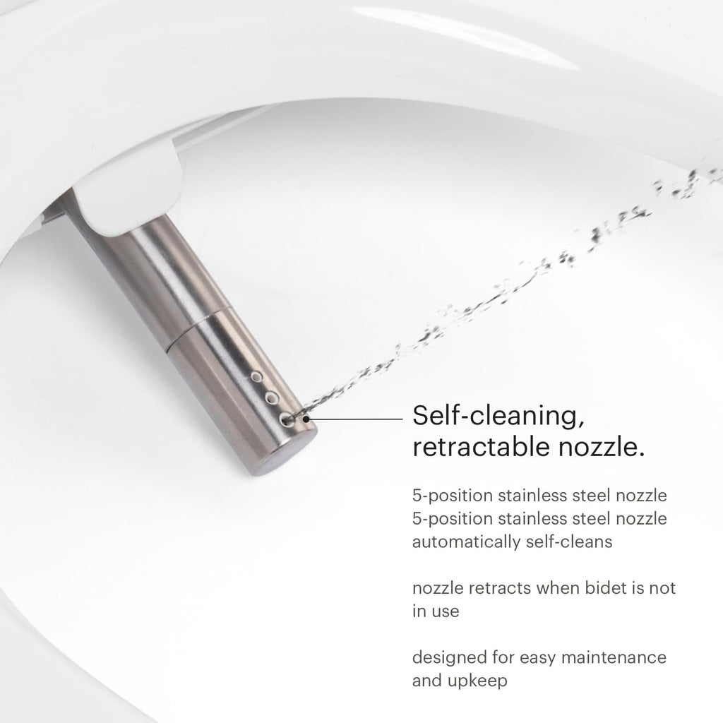 Brondell Commercial Bidet Toilet Seat, Swash Thinline T22, Open Front Cover, Side Arm Control, Heated Seat, Warm Water Wash, Warm Air Dryer, Self-Cleaning Stainless Steel Nozzle, Slim Design, White
