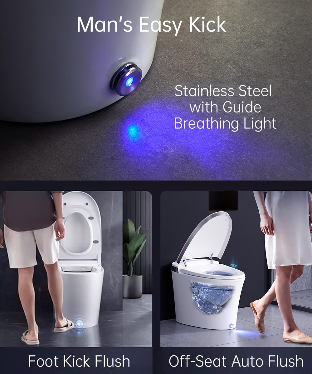 EPLO Smart Toilet with Bidet Built In, Luxury Bidet with Heated Seat ADA Comfort Height & Foam Dispenser, Elongated Japanese Toilet with Automatic Flush, Dryer, Night Light, TEMP Display - iX7 MT