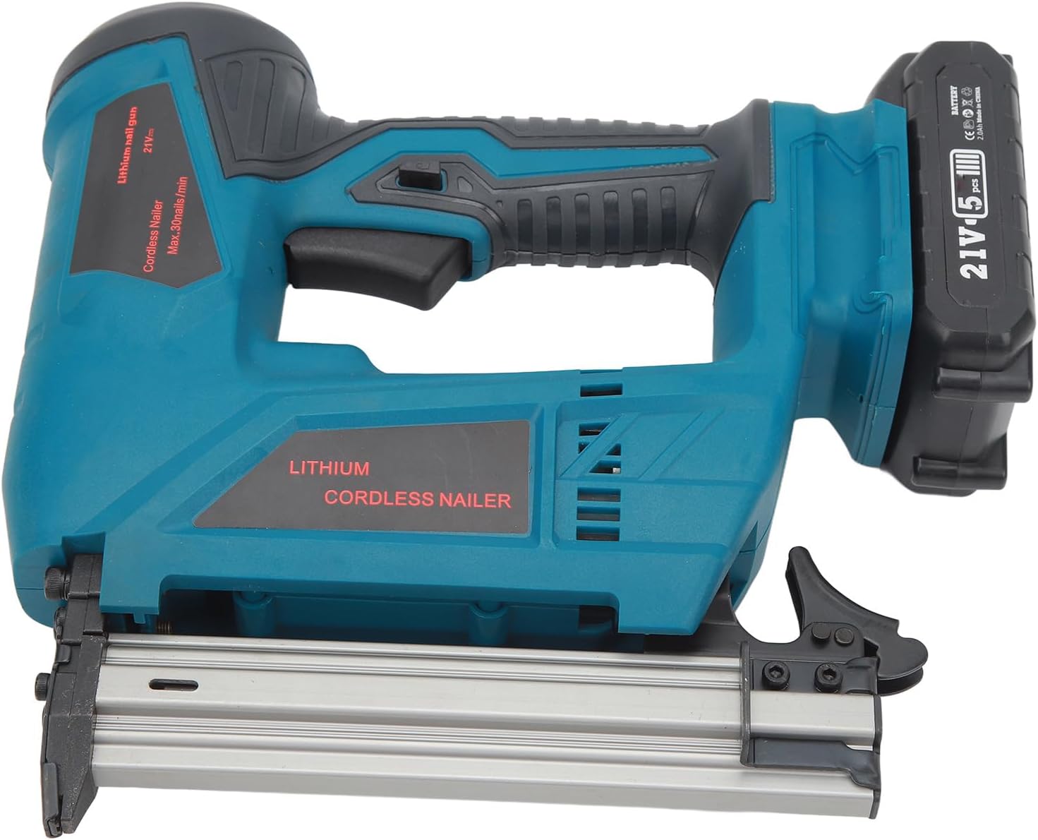 Cordless Brad Nailer, Electric Nail with 100Pcs 2ah Lithium Battery, Charger for Woodworking (US Plug 100‑220V)