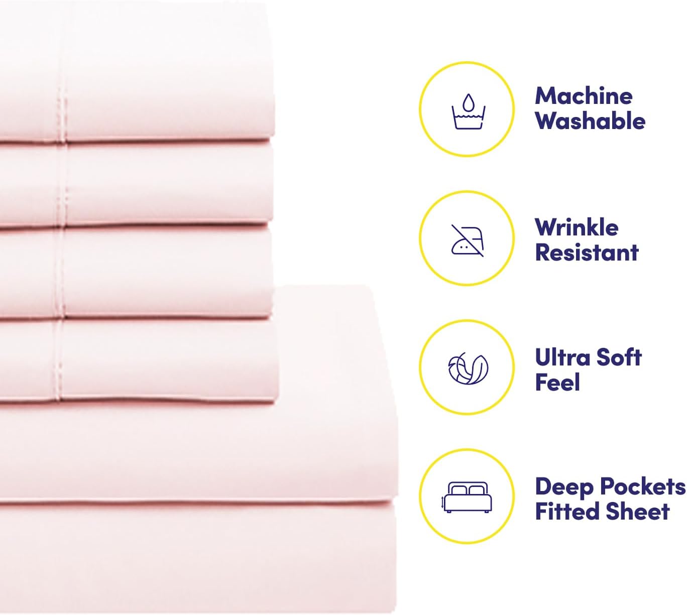 Sweet Home Collection 7 Piece Comforter Set Bag Solid Color All Season Soft Down Alternative Blanket & Luxurious Microfiber Bed Sheets, Pale Pink, Twin XL (Pack of 4)