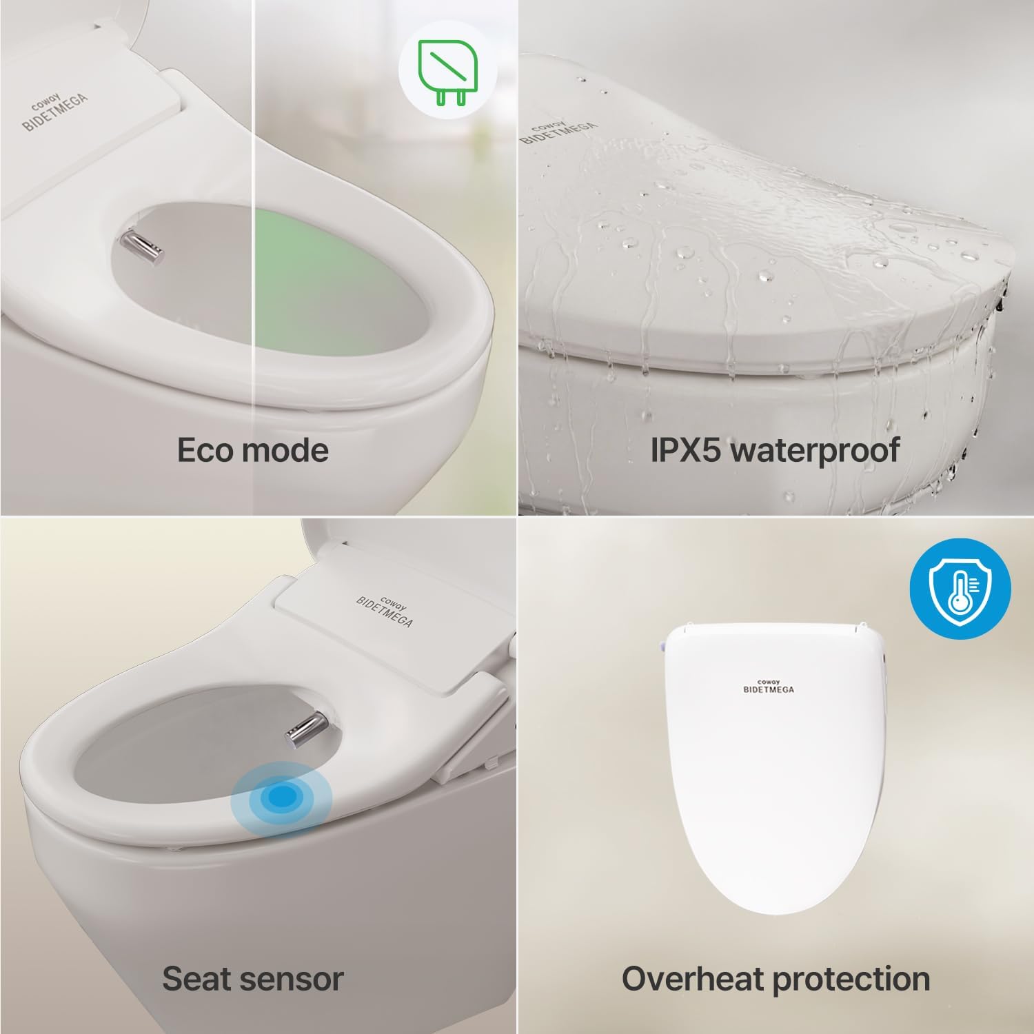 COWAY Bidetmega 200N Electronic Bidet Toilet Seat with Instantaneous Water Heating, Heated Seat and Dryer, Soft Close Lid, Stainless Nozzle, Night Light, Self Cleaning, Remote Control, Elongated