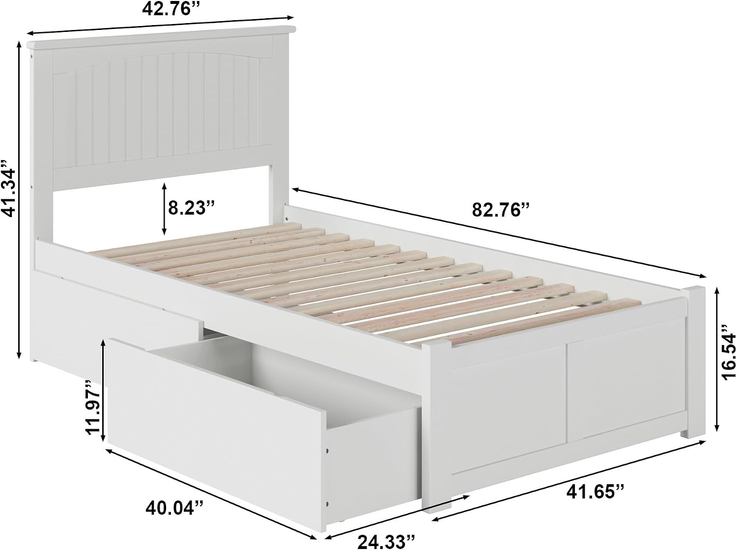 AFI, Nantucket Twin XL Platform Bed with Footboard & Storage Drawers, White