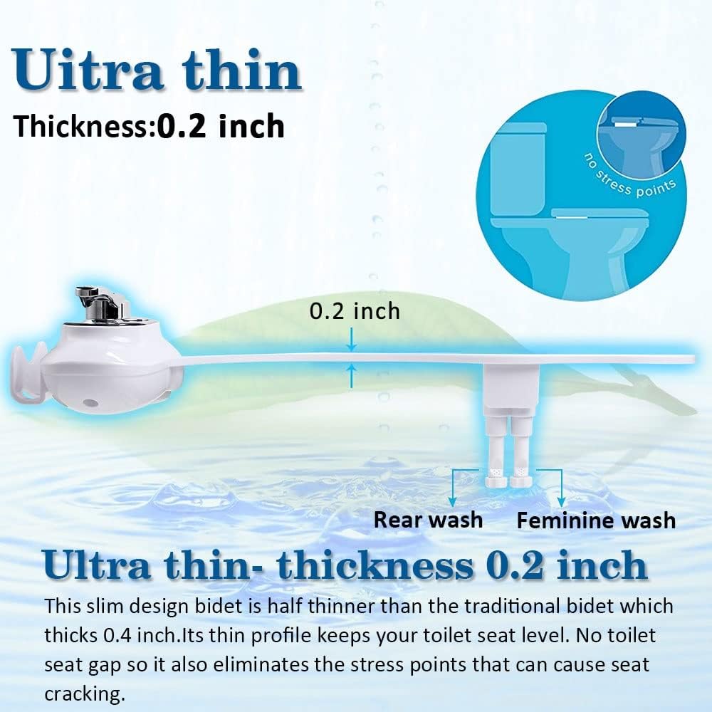 Toilet Seat Bidet Attachment Non-Electric Anal Cleaning Shower Washing Sprayer Horizontal