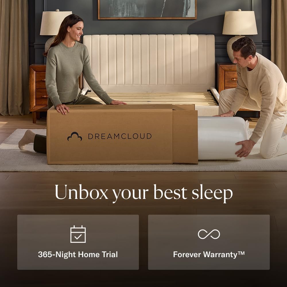 DreamCloud Classic 12' Twin XL Mattress - Luxury Hybrid Gel Memory Foam - 365 Night Trial - Back Pain Relief - Fiberglass Free - Forever Warranty - Mattress in a Box - CertiPUR-US Certified