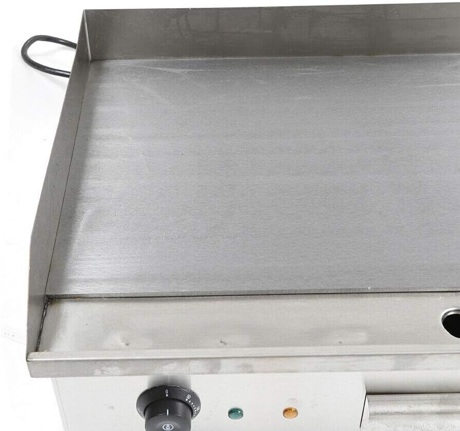 Commercial Electric Griddle, 3000W Countertop Flat Top Grill Dual Control Heavy Duty Stainless Steel Teppanyaki Griddle with Adjustable Temp Control 122°F-572°F 28.6'x15.7'(NO PLUG)