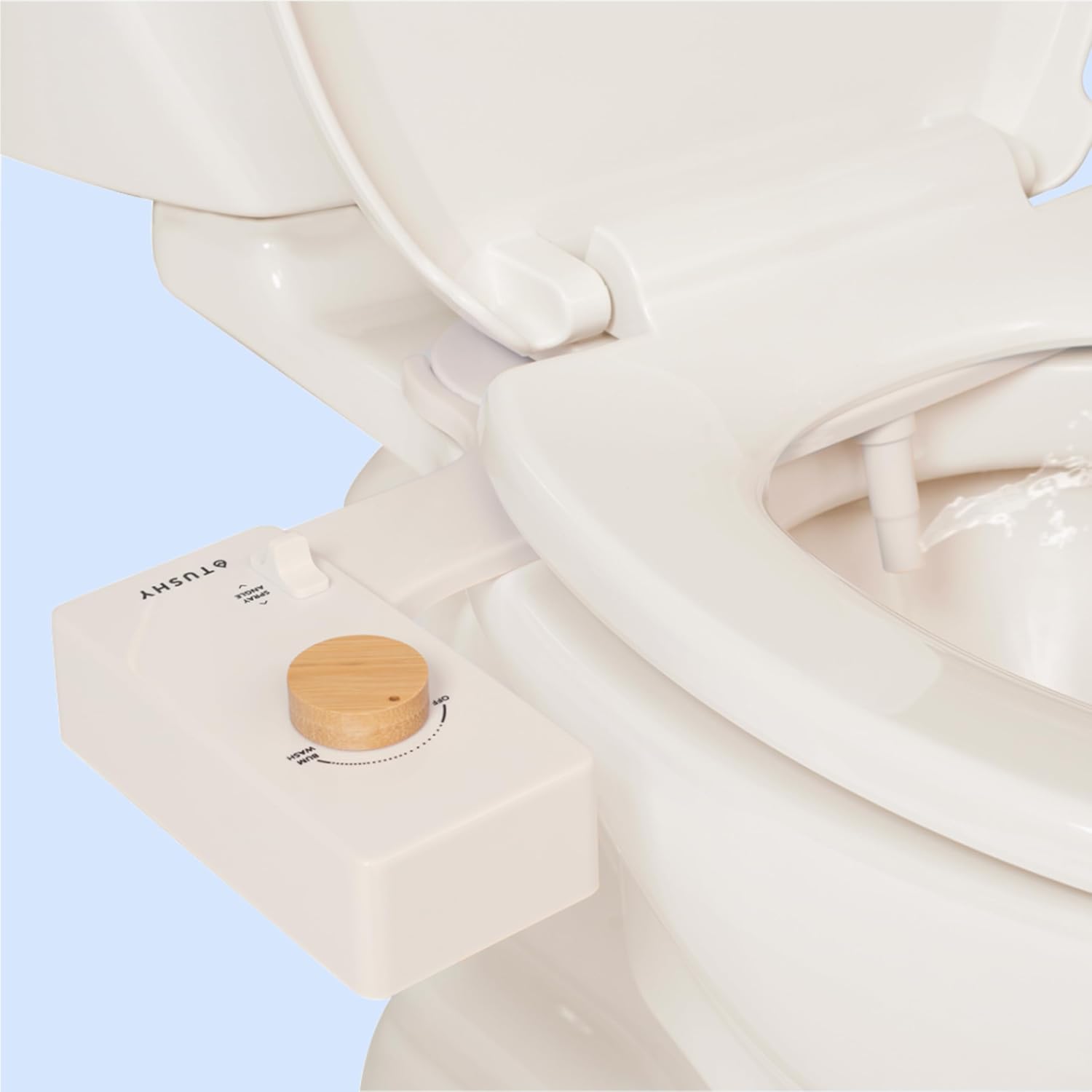 TUSHY Classic 3.0 Bidet Toilet Seat Attachment - a Non-Electric Self Cleaning Water Sprayer with Adjustable Water Pressure Nozzle, Angle Control & Easy Home Installation (Biscuit/Bamboo)