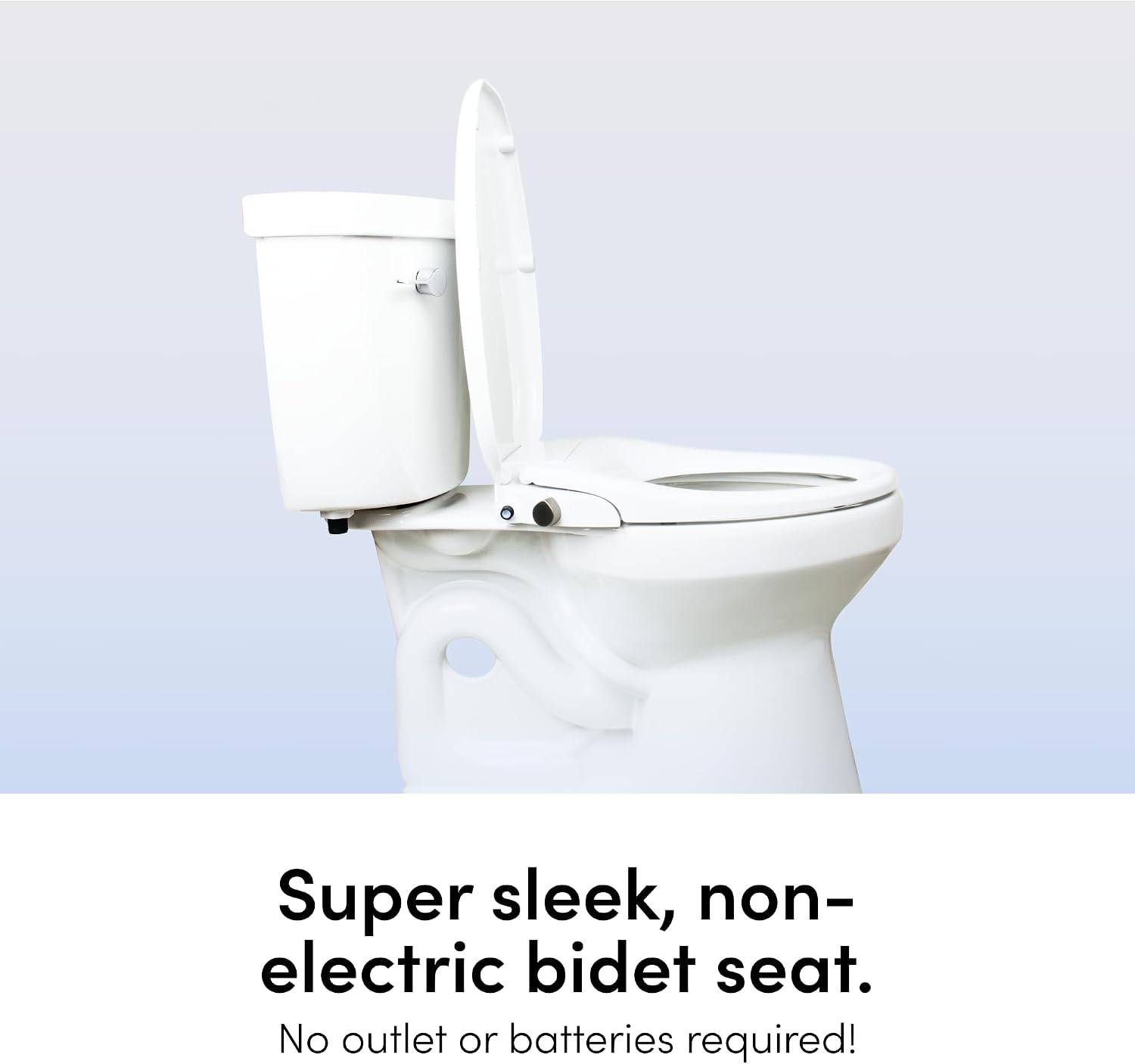 TUSHY Wave Non-Electric Bidet Toilet Seat: Sleek Elongated Design, Quick-Release for Easy Cleaning (DuoFlow Front & Rear Wash, Self-Cleaning Nozzle, Soft-Close Lid), 10-Min DIY Install, Bamboo Knob