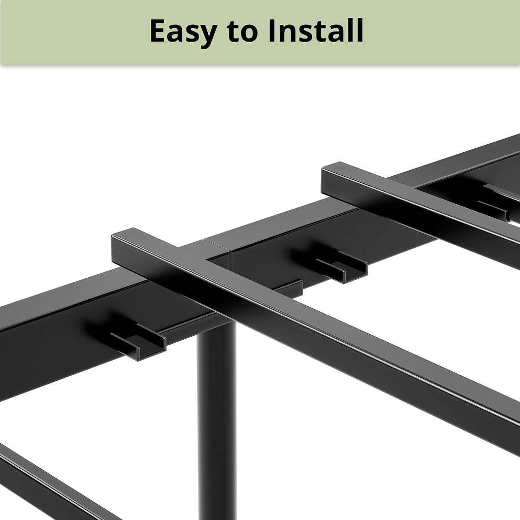 LIKIMIO King Bed Frame, Tall Industrial Headboard 51.2 ', Platform Bed Frame with Strong Metal Support, Solid and Stable, Noise Free, No Box Spring Needed, Easy Assembly, Charcoal Grey