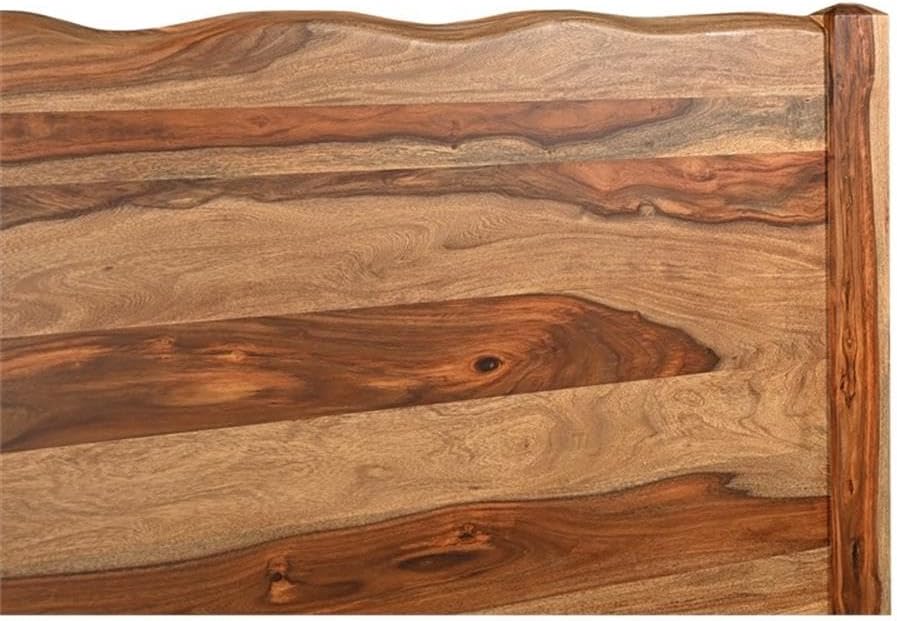 Pemberly Row Modern Live Edge Solid Wood King Panel Bed, Brown Finish, 63' H x 80' W x 86.5' D, Sheesham Wood, Natural Grain, Sturdy Design, Requires Box Spring, Bedroom Furniture
