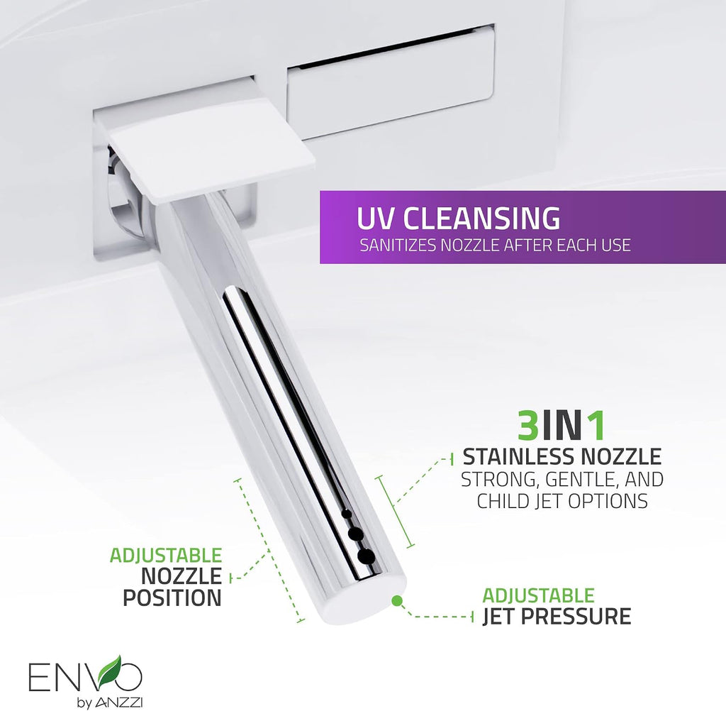 ANZZI One-Piece Smart Toilet Bidet Elongated 1.28 GPF White with Auto Open Close Flush, Heated Seat, Warm Water Wash, Motion Sensor, Remote Control, Foot Sensor, UV Nozzle Echo Series | TL-STFF950WH