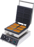 Waffle Making Machine, 110V 1500W Commercial Square Shaped Waffle Maker Electric Stainless Steel Rotatable Double-Head Heating Waffle Making for Tea Shops, Snack Bars (6 Grids 110V 1500W)