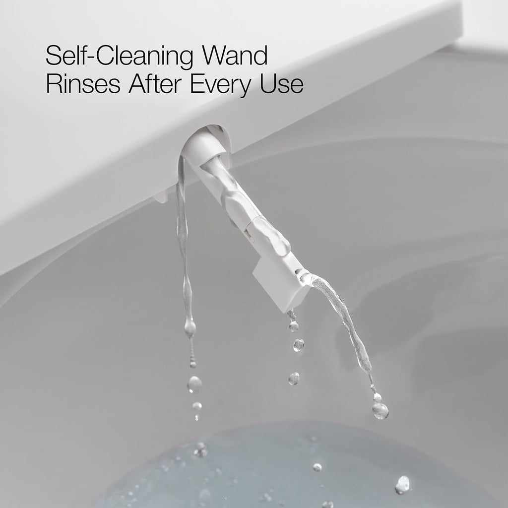 Kohler PureWash E750 Elongated Heated Bidet Toilet Seat, White with Touchscreen Remote Control, Quiet-Close Grip-Tight Lid, Self-Cleaning Wand, Warm Water Bidet, Adjustable Water Pressure, Nightlight