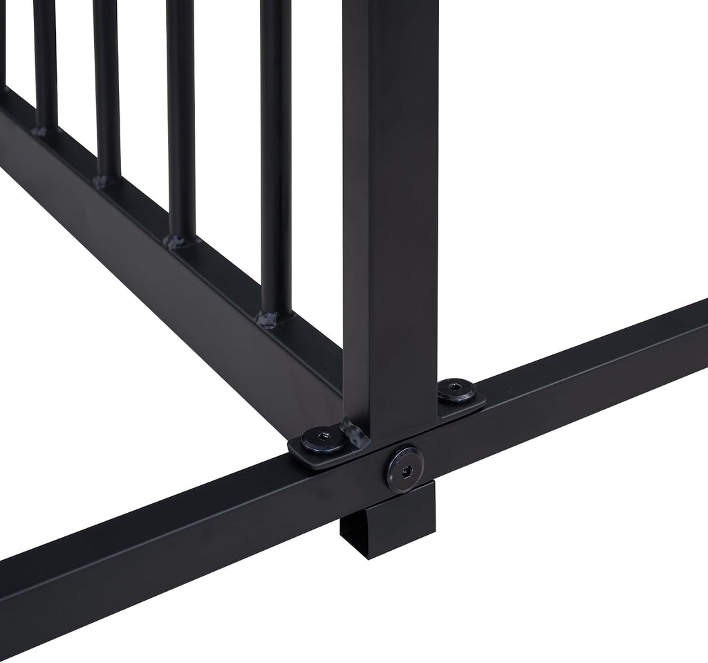 Double Floor Bed for Twins,Twin Size House Bed for 2 Kids,Two Shared Beds,Twin House Platform Beds,Metal Floor Bed Frame with Rails for Girls,Boys(Black)